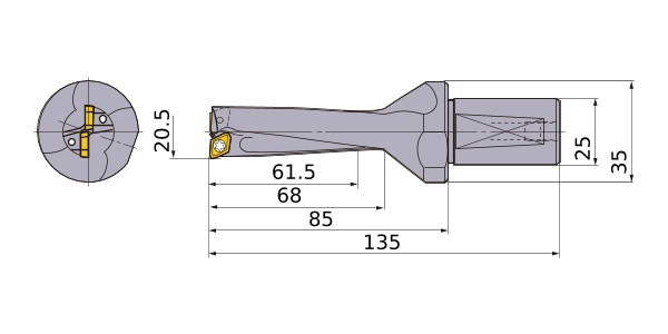 MMC indexable insert drill TAFM2050F25, dia. 20.5mm medium (3xD)