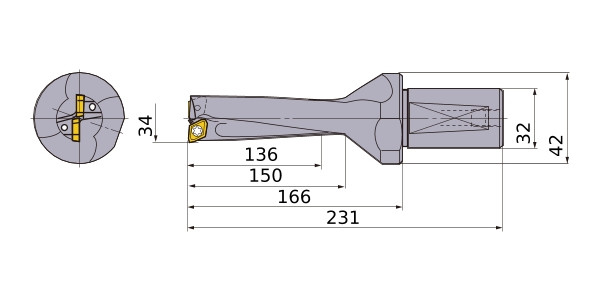 MMC indexable insert drill TAFL3400F32, dia. 34mm long (4xD)