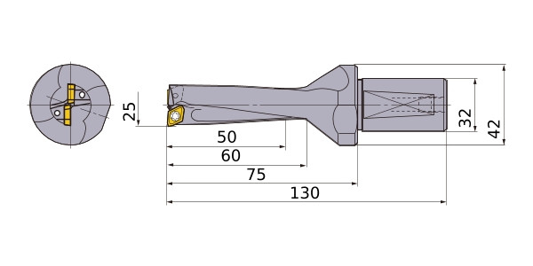 MMC indexable insert drill TAFS2500F32, dia. 25mm short (2xD)