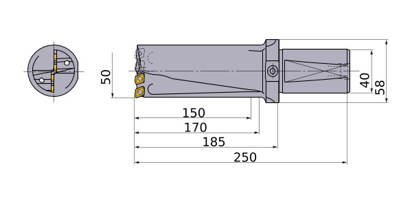 MMC indexable insert drill TAFM5000F40, dia. 50mm medium (3xD)