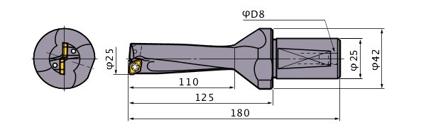 MMC indexable insert drill TAFL2500F25, dia. 25mm long (4xD)